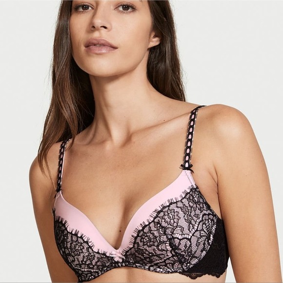 Victoria's secret crotchless lingerie set. Black and pink. 34C and medium. - Picture 4 of 10